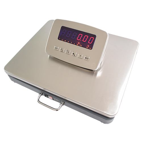 Báscula inalámbrica industrial vista frontal con cubierta en acero inoxidable AYCMetrología