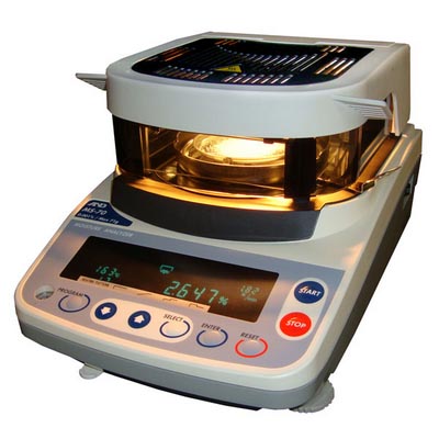 Vista frontal del determinador de humedad AND MS-70