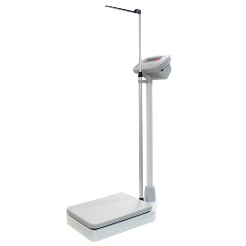 Detalle del tallímetro telescópico ajustable integrado en la báscula