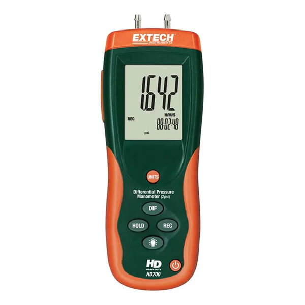 Manómetro de Presión Diferencial Extech HD700 vista frontal
