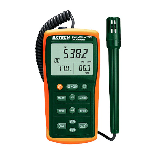 Medidor de CO₂ Extech EA80 vista frontal